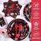 120 Pcs Happy Birthday Party Supplies Disposable Party Tableware Serves 24 Included 7 Inch 9 Inch Plates Napkins Cups Forks for Men Woman 50th Birthday Party Decorations (Black and Red)